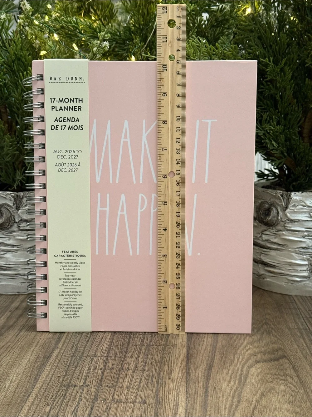 Brand NEW w/Tags Rae Dunn MAKE IT HAPPEN 17 Month Spiral Planner Aug ‘26-Dec ‘27